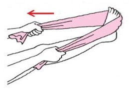 タオルを使用してつま先を身体の方に引っ張る　イメージ